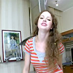 Pic of Cute fuzzy haired teen girl shows off tits and pussy