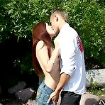 Pic of Hot teen girl sucks cock outside