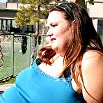 Pic of Plumper large chubby Ann getting down to suck cock on knees 