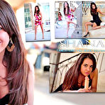 Pic of A gorgeous brunette babe flashing her titties in public during an FTV model interview