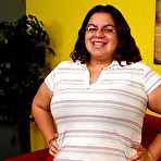 Pic of Plump big amazing chubby Jewelz fucks on red sofa 
