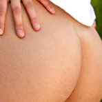 Pic of Mary Jane Johnson - Foxy redhead teen gal Mary Jane Johnson strips her white gown outdoors and shows off.