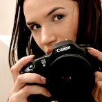 Pic of Brunette teen Katia stripteases and plays with camera