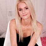 Pic of Tiny Breasted Ashley Love Rubs Her Small Shaved Pussy