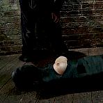 Pic of SexPreviews -  Chloe Camilla blonde is mummified and plugged with a huge dildo hung upside down
