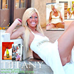 Pic of A beautiful leggy blonde babe flashing her shaven pussy in public places