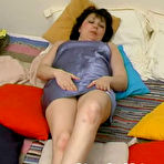 Pic of Naughty mom in short dress flashing muff before crazy banging on the bed