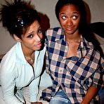 Pic of Long haired big tit ebony teen bounces up and down a black cock