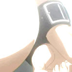 Pic of Bondanime.com present this movie : Chained hentai with a muzzle gets fingering her wet pussy in dungeon