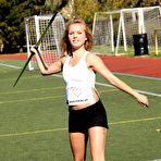 Pic of Javelin throwing sweetheart rubs her tight soaked cooter @ Ideal Teens Gallery