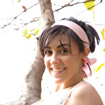 Pic of Sheer lace tank top looks amazing on Aysha as she goes braless in public
