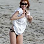 Pic of Marg Helgenberger in black bikini on the beach in Saint Barthelemy