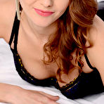 Pic of Naughty redhead chick Sabina Moore loses off black lingerie and sliding dildo in and out the nub