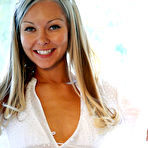 Pic of Aaliyah Love in her white bikini with glass dildo