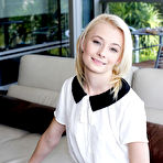 Pic of Petite, white, innocent looking Maddy Rose shows there's nothing innocent about her with her little tight ass, getting her mouth slobbered with dick, and a cum shot all over her pretty stomach.