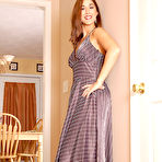 Pic of Adrianna strips down out of this dress she borrowed from Dawn to show off in the hallway wearing sheer to the waist suntan brought by Dawn Desire