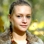Pic of Irina A - Beutiful young princess Irina A get her sexy dresses to the wood and get it off and playing absolutely naked with fallen leaves
