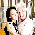 Pic of Naughty old and young lesbian couple making out on the bed