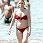 Pic of Elisabeth Harnois in red bikini on a beach