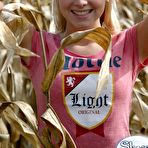 Pic of Blonde tease Skye Model lifts her skirt and shows her ass in a tiny thong