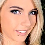 Pic of Kinky blonde teen Chloe Toy dildo fucking pussy through the hole in fishnet pantyhose