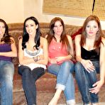 Pic of Raunchy group fuck session with Breanne Benson and her girlfriends rubbing and blowing cock