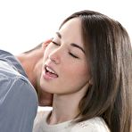 Pic of Shaved pussy hole and the hottest mouth of Emily Grey are worshipping big fat cock