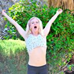 Pic of Flexible doll Bella Bends taking cloth by cloth and finally doing gymnastics nude outdoor