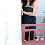 Pic of Yummy teen Mai Ly in black dress shows her juicy tits, nice ass and trimmed pussy in public.