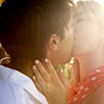 Pic of Lovely teen girl Molly Bennett sucks off her man and rides his wang outside in the sun