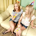 Pic of Playful teen blondes Laura Shirley and Claire know an anal way to celebrate birthday.