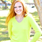 Pic of Wild redhead teen chick Farrah Flower flashes her tits and her pussy outdoors for us