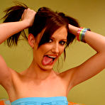 Pic of Teen brunette Hailey Young strips to do a blowjob on cock and get drilled by it