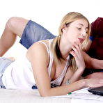 Pic of Cute teen gives up studying to sit on his hard cock