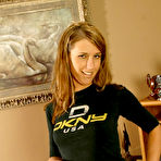 Pic of Small titted Madison Page with neat pussy strips out of her tight jeans and underwear