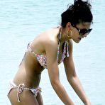 Pic of Busty Michelle Keegan shows cleavage on the beach in St.Lucia