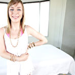 Pic of 
      Ariel Skye worships a fat cock on the massage table
    
