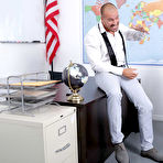 Pic of 
      Dolly Little drilled by her professor in the classroom
    