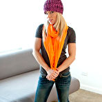 Pic of Sexy ass girl next door Meet Madden shows off her arousing bum on the couch