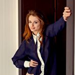 Pic of Pantieless teen Loretta A stretches the legs so widely and shows nice shaved beaver