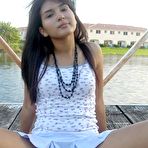 Pic of Latin gf flashes her shaved pussy outdoors