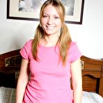 Pic of Pigtailed blondie exgirlfriend slut Angelina strips and shows her hairy pussy