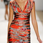 Pic of Estonian model Tiiu Kuik sexy on the stage, shows her long legs