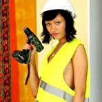 Pic of Skinny brunette girl Barran Nubiles in uniform gets naked and opens her legs to show her bald spot