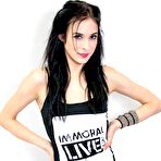 Pic of Cute brunette Aiden Ashley shows her little figure after taking off her clothes and teasing.