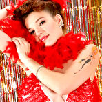 Pic of Danielle Riley Wraps DDD Boobs with Feather Boa