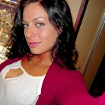 Pic of Black haired busty Angelica Raven removes her lingerie before doing oral job