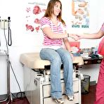 Pic of Juicy ass and shaved pussy of naked patient Kalee Hunter inspected in the check up room