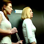 Pic of Dom Audrey Leigh removes Cloe Hart's jeans to spank her ass and toy her pink pussy