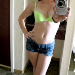 Pic of The well shaved pussy slit of beautiful Aubrey James is filled with the big stick